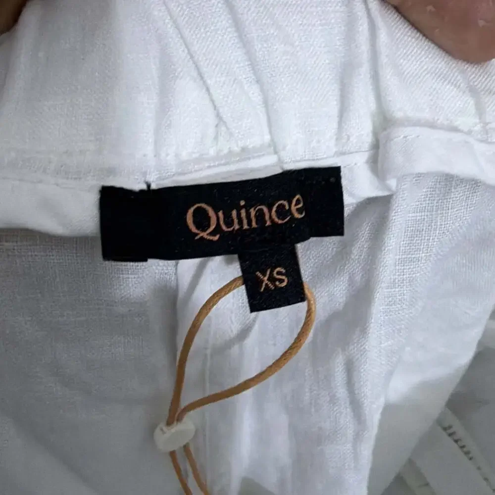 Quince Women's Size XS White European Linen Pants E-Waist Pull On